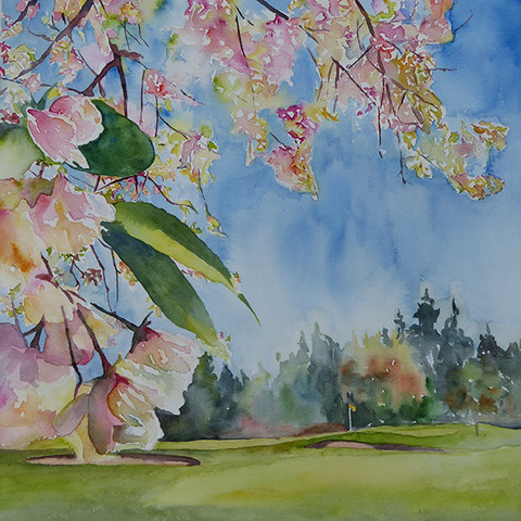Cherry Blossoms 17th hole Beach Grove Golf Club
