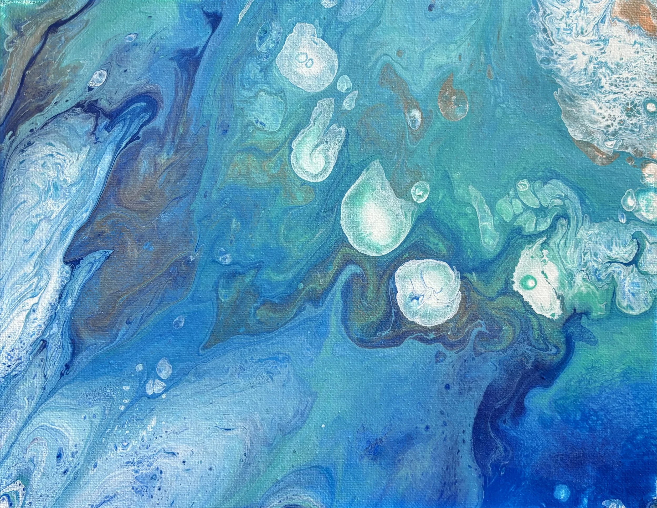 Tidal  Acrylic Pour Painting, 11 x 14 inches