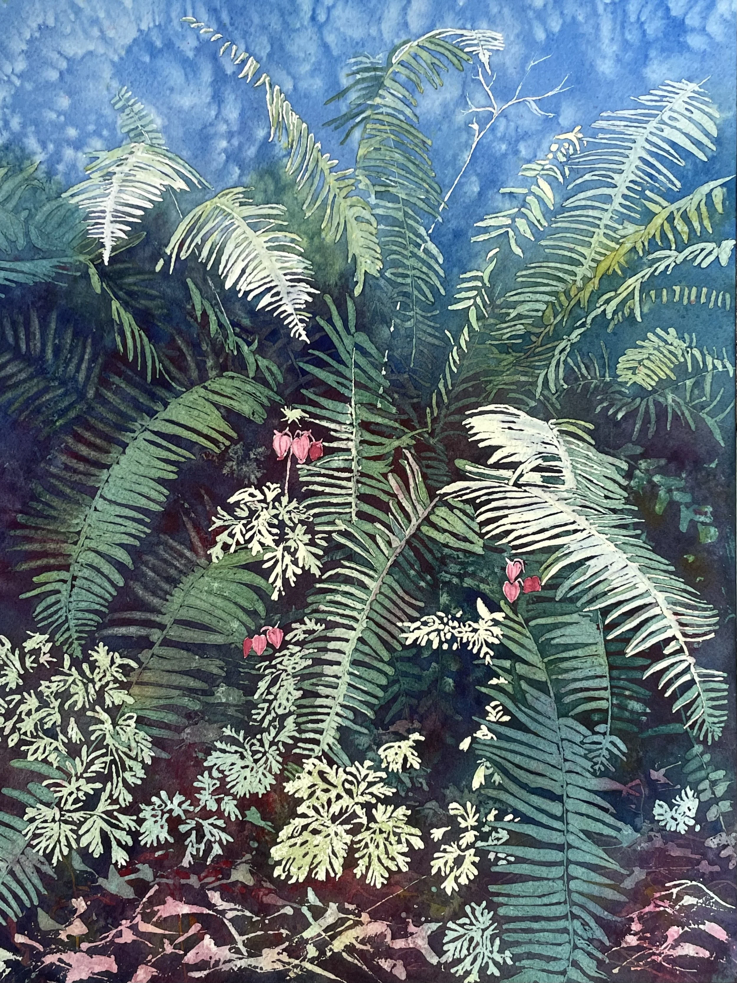  Hearts Among the Ferns  Watercolour 