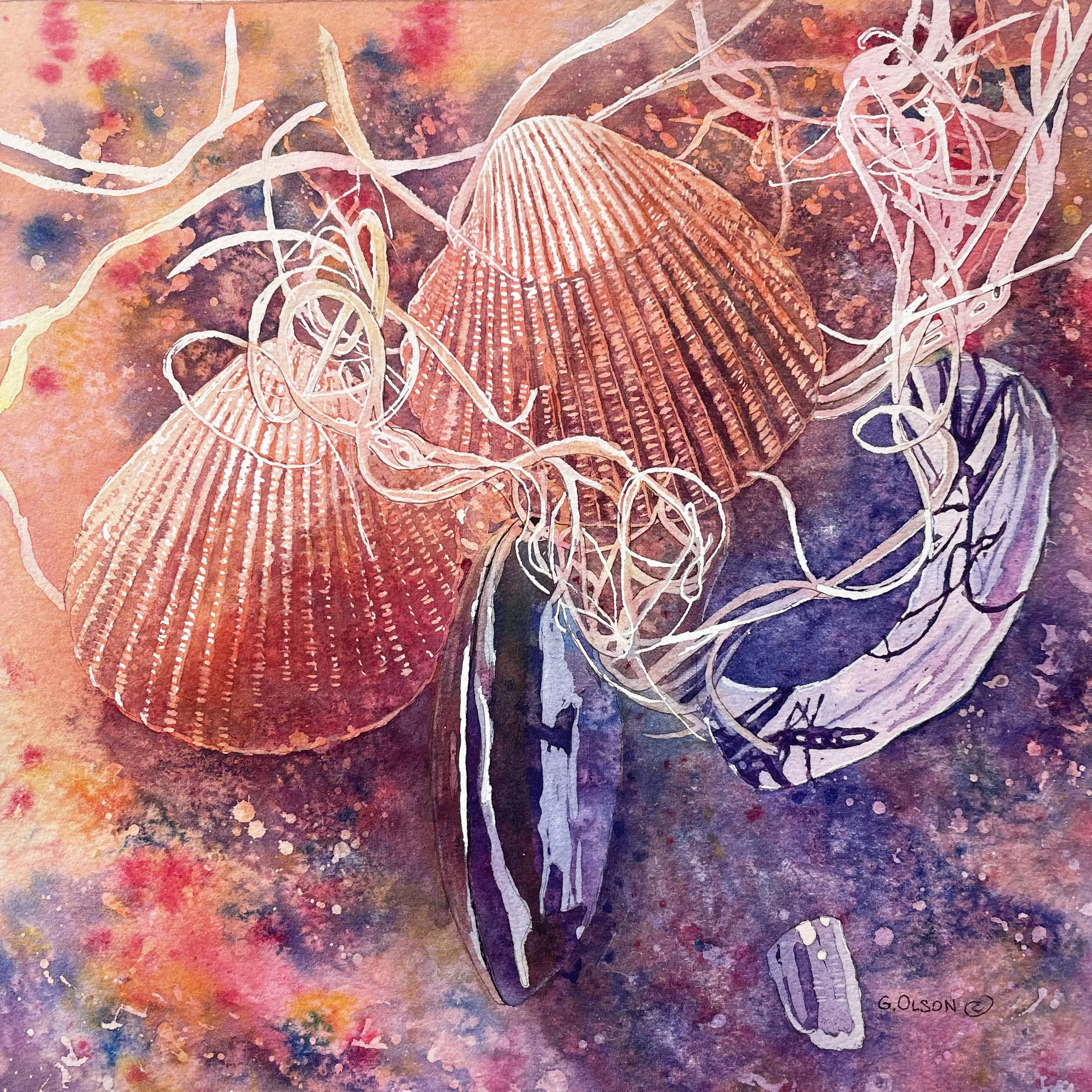 Shell Whimsy 4 Watercolour 12" x 12"