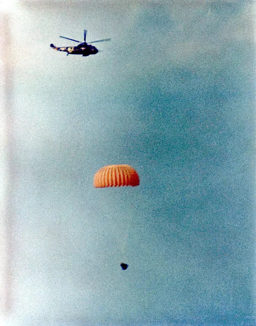 The Gemini crew returning to Earth. Source: www.spacefacts.de