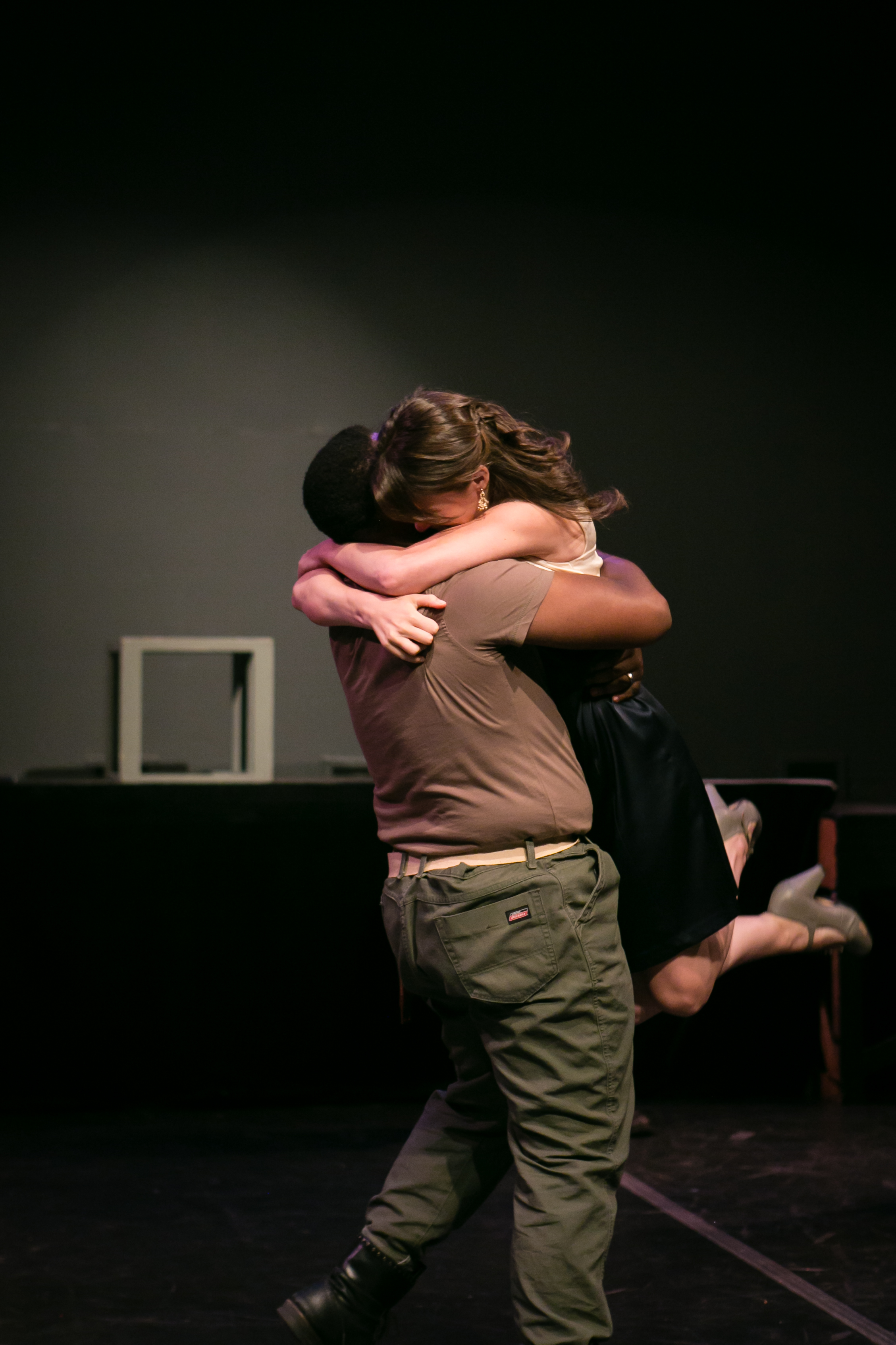 "O my fair warrior!" (L-R: Marcel Spears, Alice Renier.) The Tragedy of Othello, the Moor of Venice , Schapiro Theater, 2014. Photo by Amy Sims .