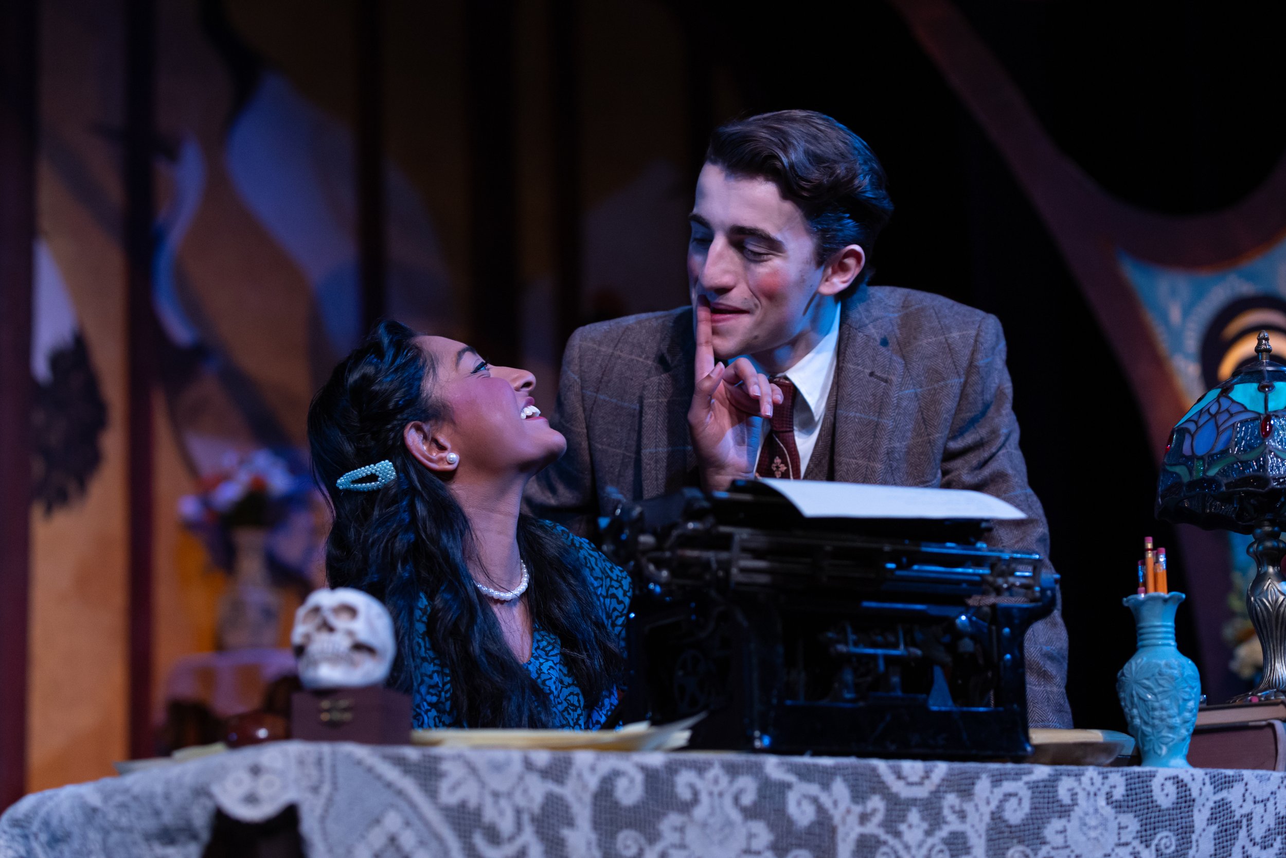  “Darling, you’re such a fool!” (L-R: Ameya Kothandaraman, Lucca Lofaro.)  You Can’t Take It with You,  Hofstra University, 2024. Photo by Trent Campbell. 
