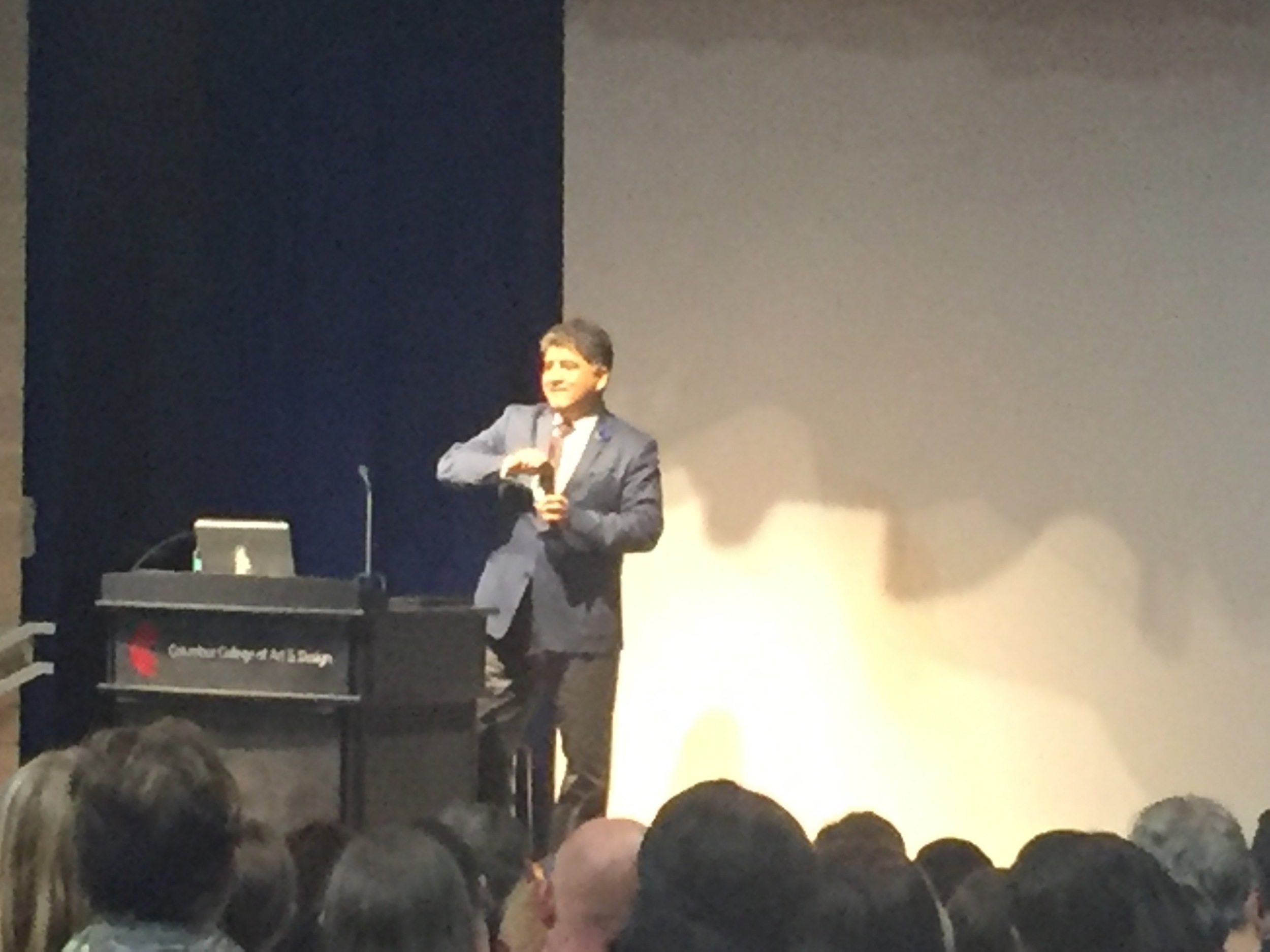 Forgive the shitty photography; I was in the back of the room. But that's Sherman Alexie!&nbsp;