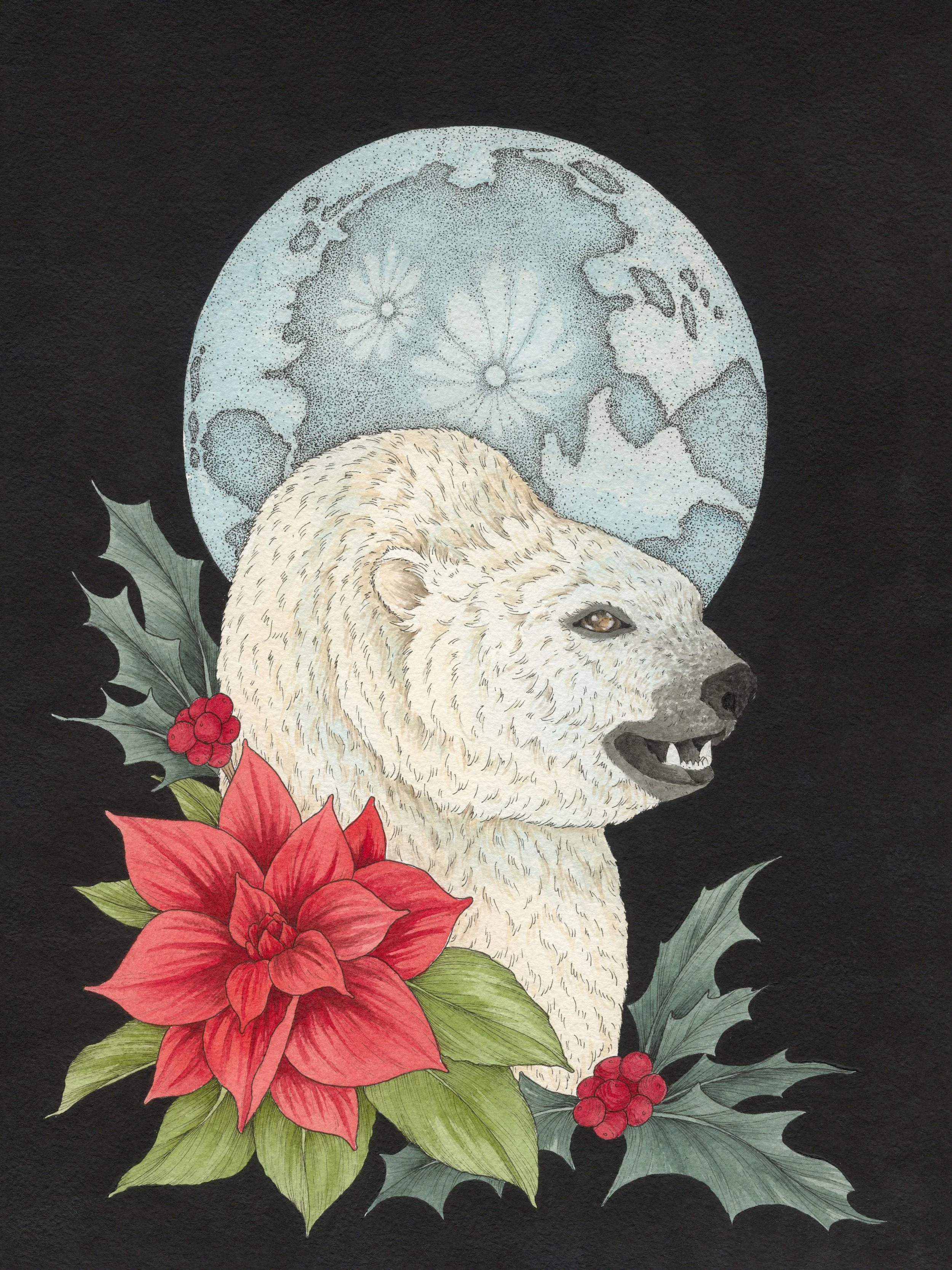 "Full Cold Moon" Pen & Ink; Gouache; Watercolor