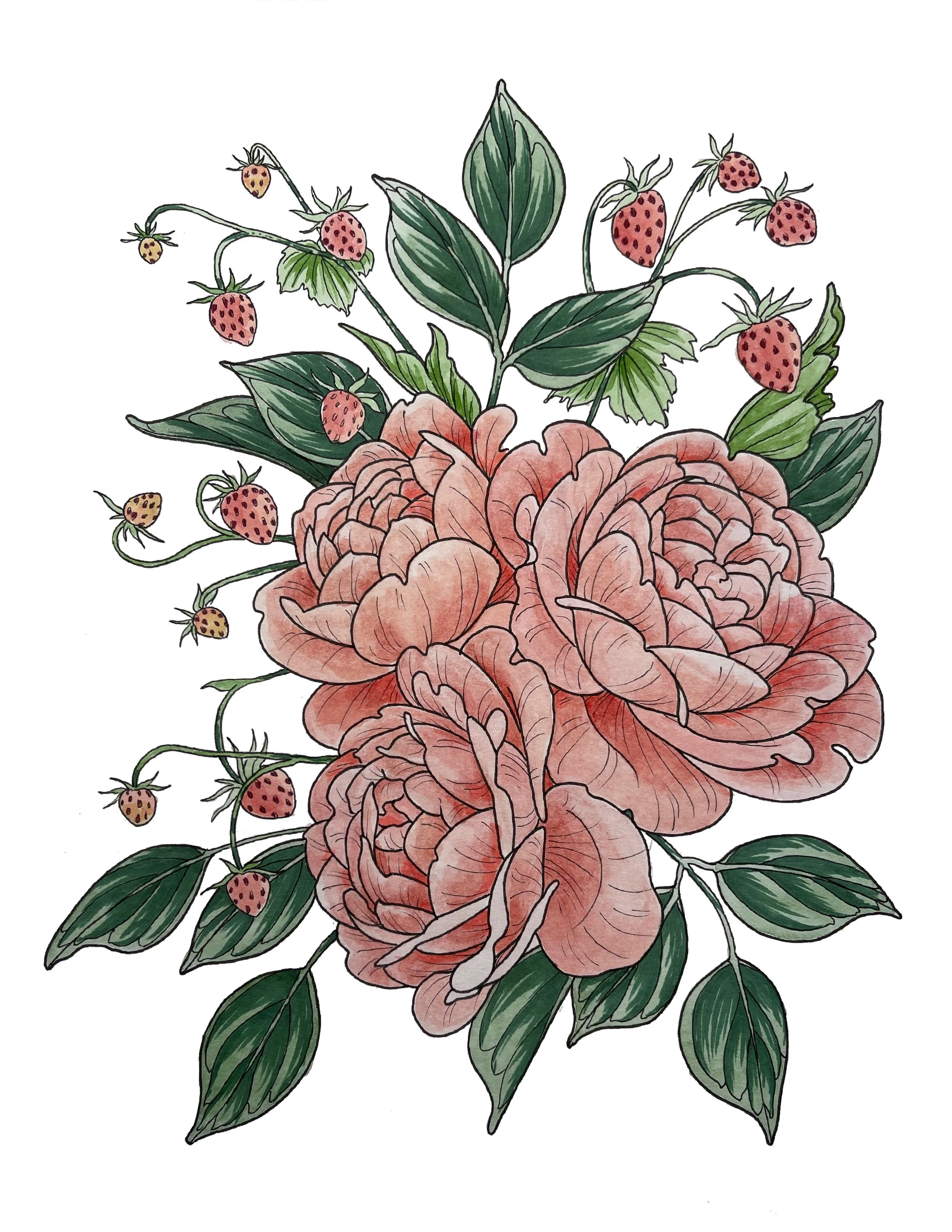 Pen & Ink; Gouache; Watercolor