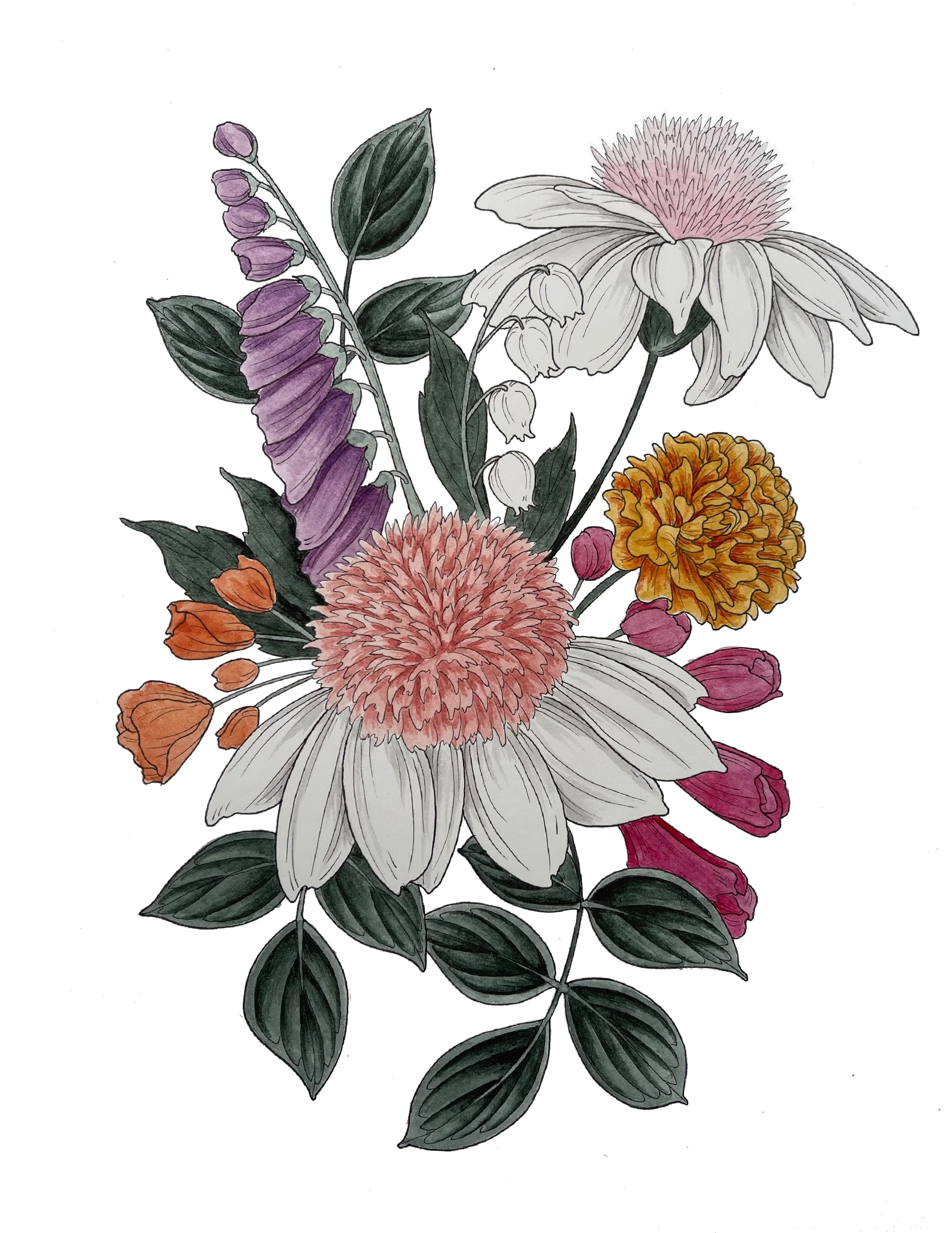 Pen & Ink; Gouache; Watercolor
