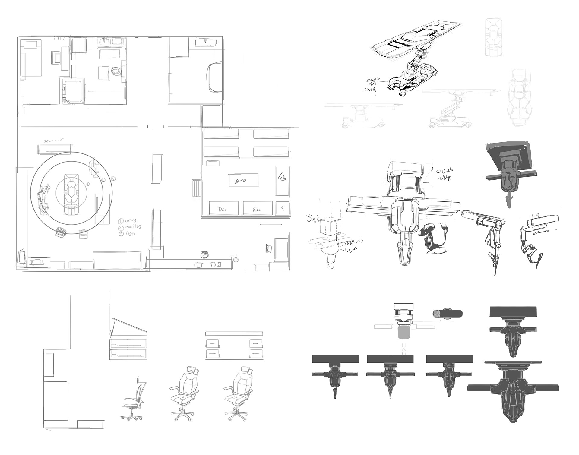 Lab layout and prop sketches