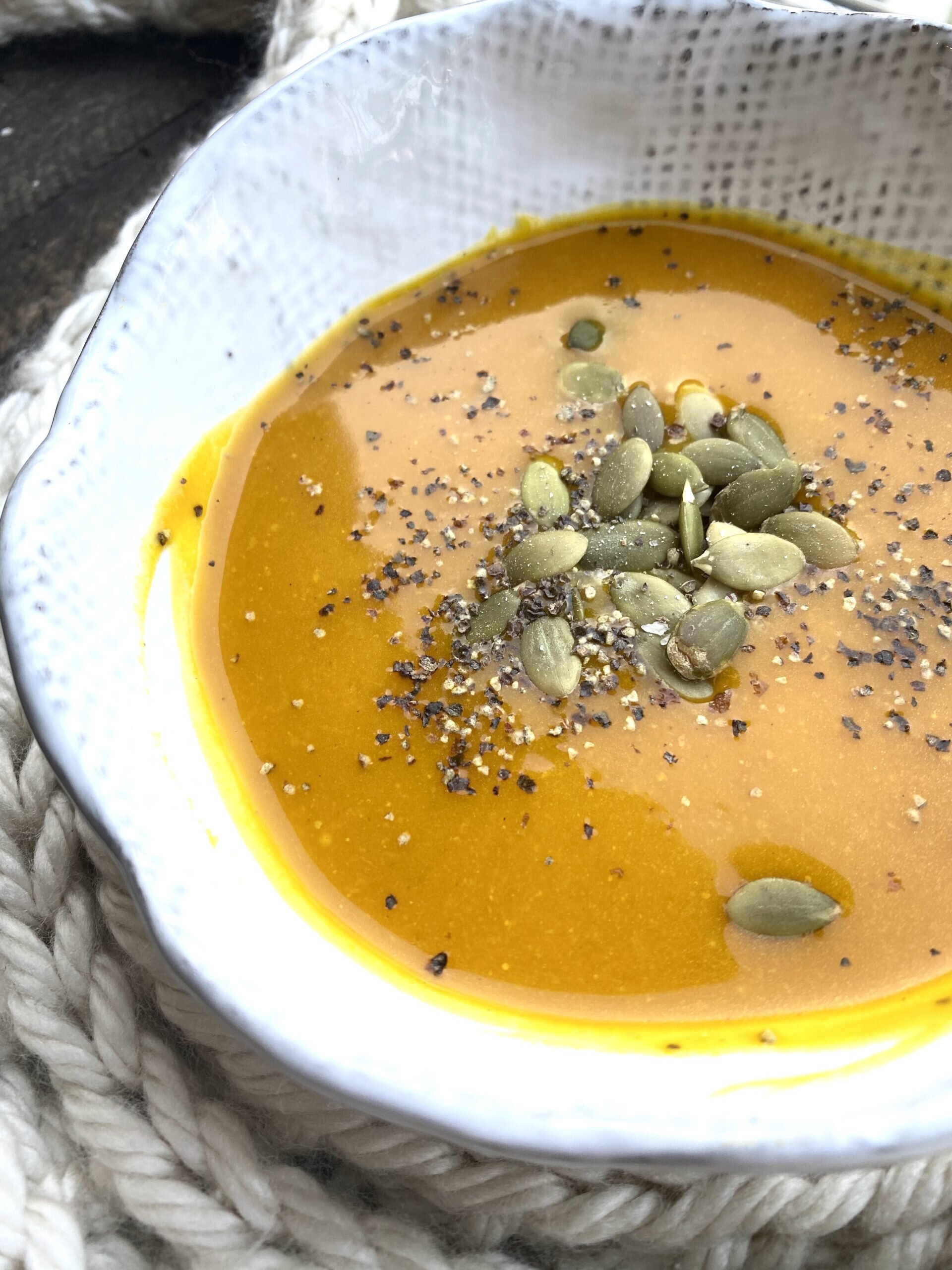 Creamy Kabocha Squash Soup with Ginger Coconut Milk