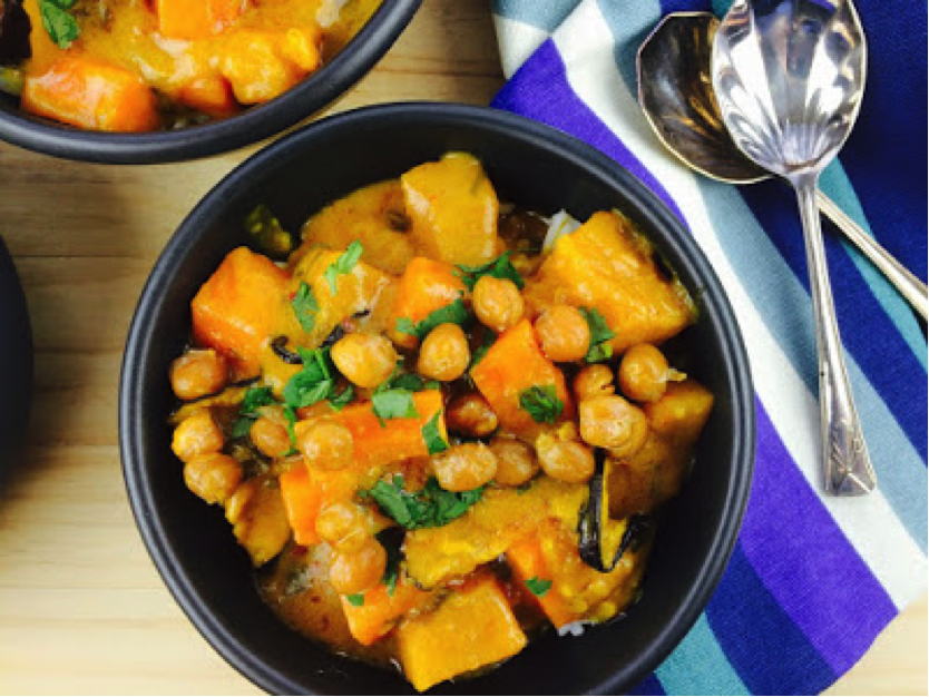 Vegan Coconut &amp; Pumpkin Curry With Roasted Chickpeas