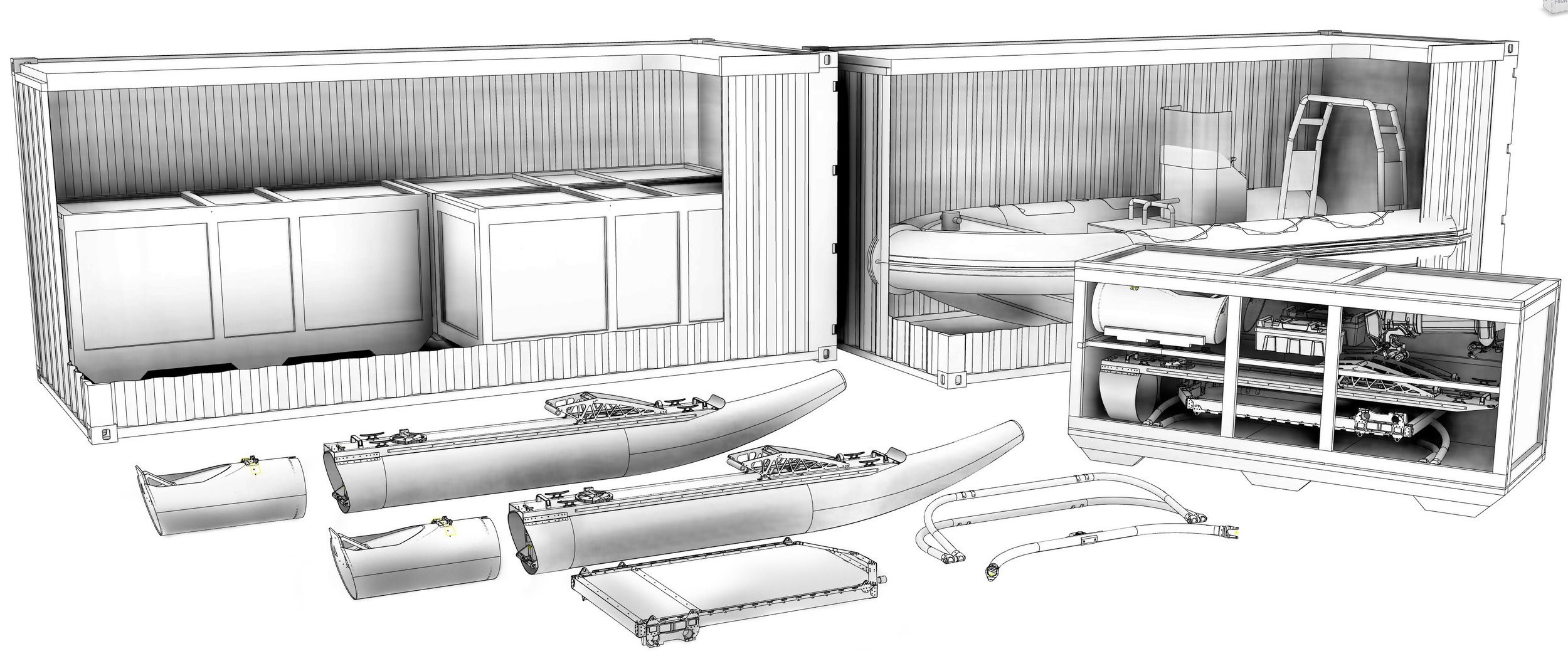 A conventional 18' RIB cannot fit inside the container unless it is deflated.