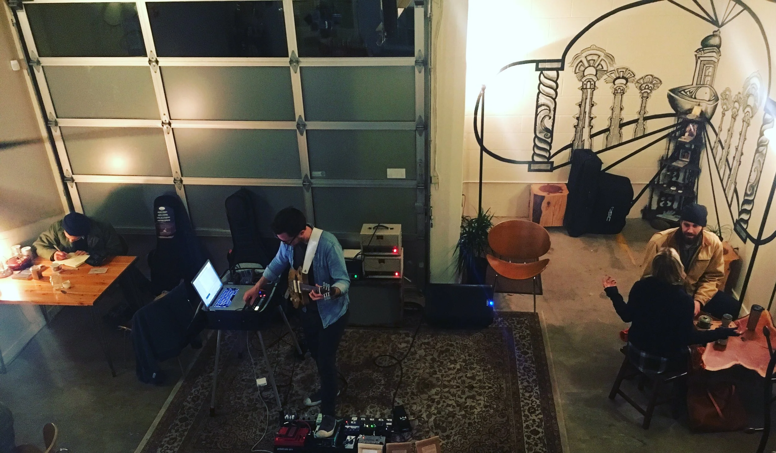 Dan Phelps throughing down during our Sunday night experimental music extravaganza!