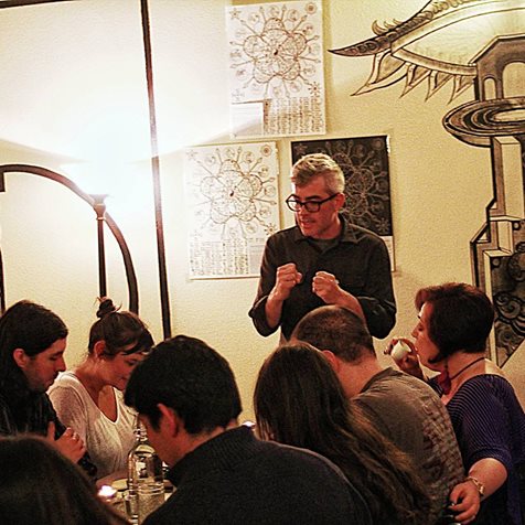 Kevin squeezing out every bit of tea knowledge to an audience of good natured Portlanders.