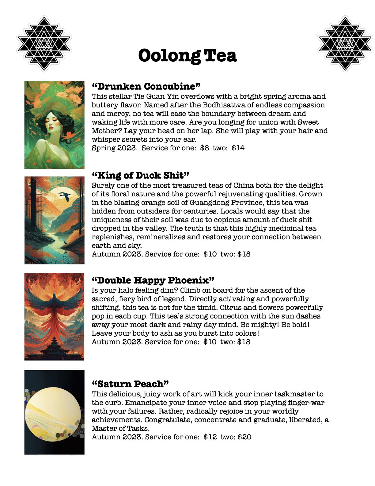 Menu — Fly Awake Tea House