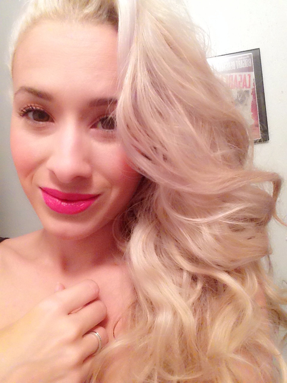 Bésame Exotic Pink on lips & Apricot Cream Rouge on cheeks.