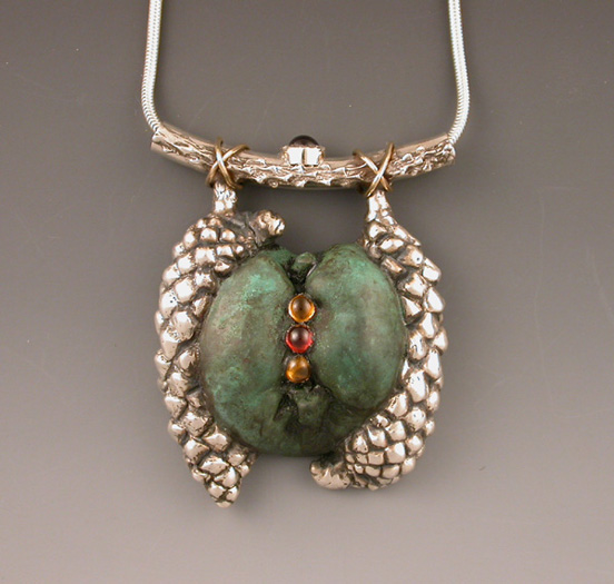 Pine Cone & Apple Brooch