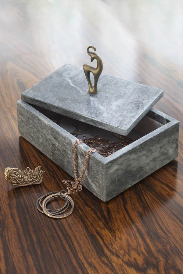 Althaea home collection brass and marble jewellery box