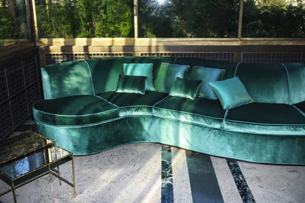 Green velvet sofa in Dedar Splendido | Design Hunter
