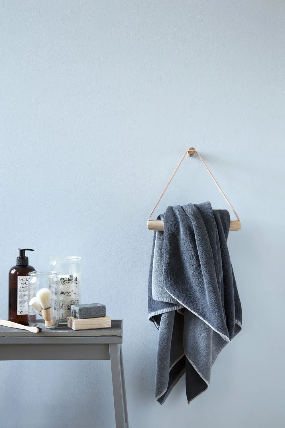 Leather and oak towel hanger | by Wirth