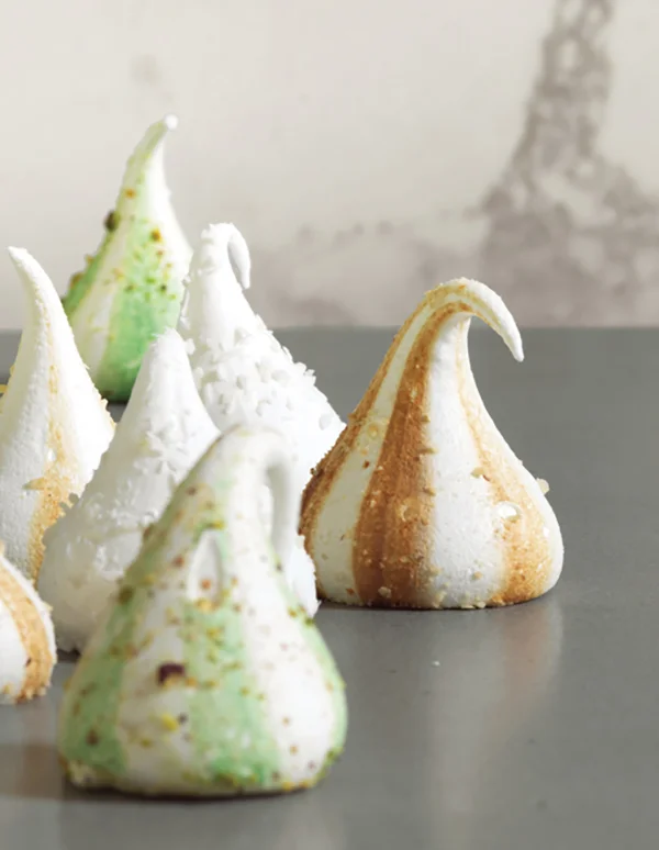 Marbled meringues on Casearstone worktop