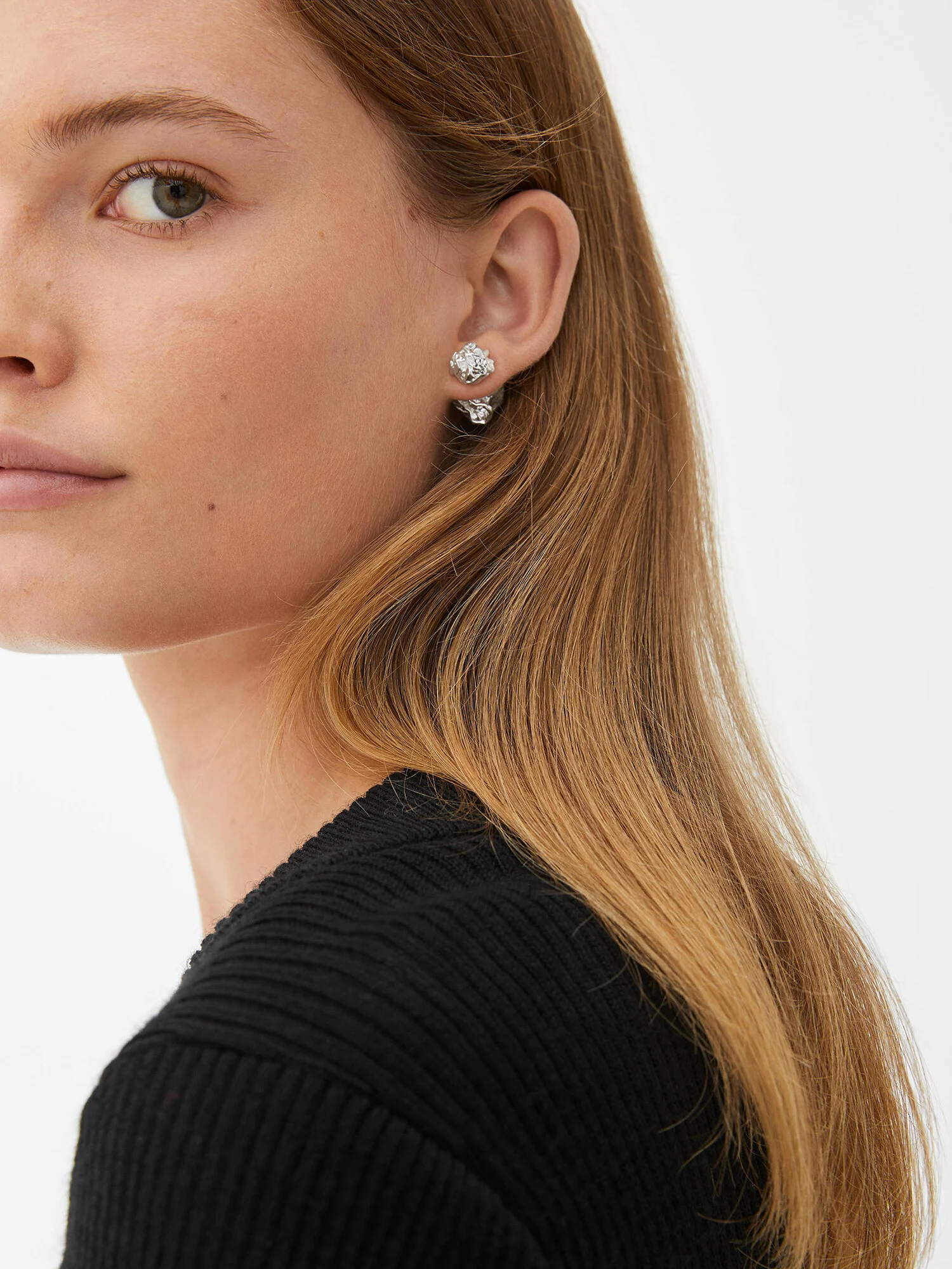 Crunched double stud silver tone earrings by Zuzana Spustova for ARKET 1500px.jpg