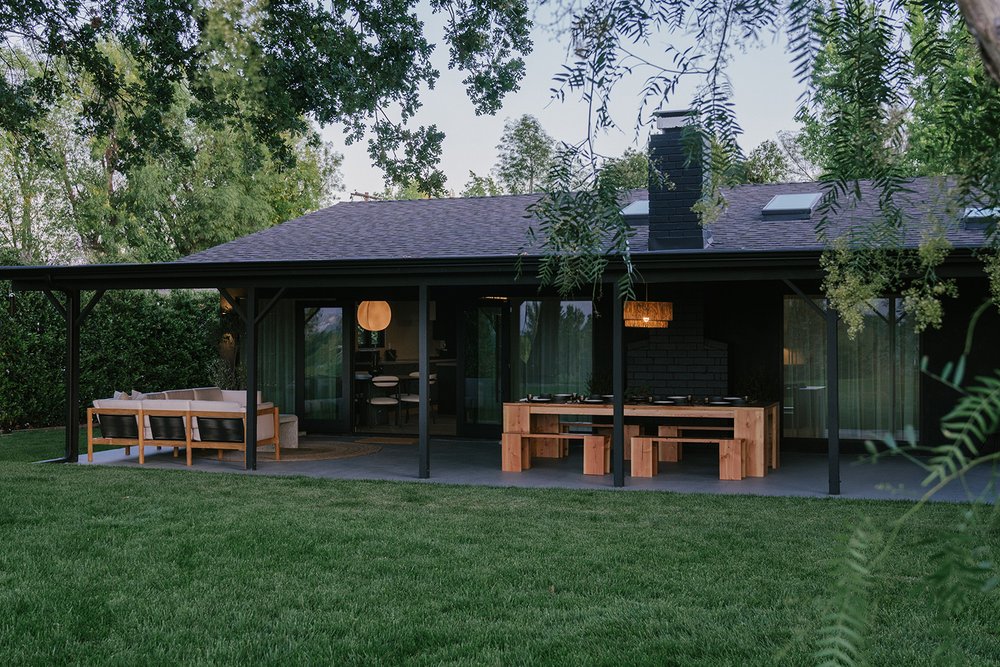 A black ranch style bungalow in California