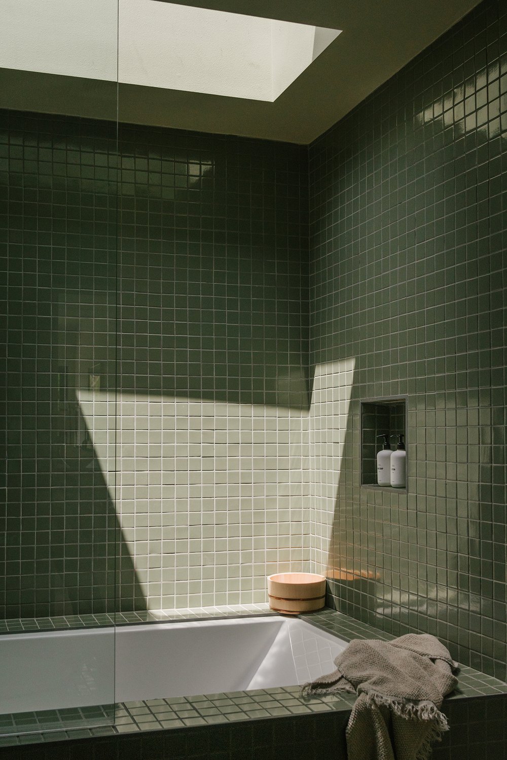Green tiled bathroom
