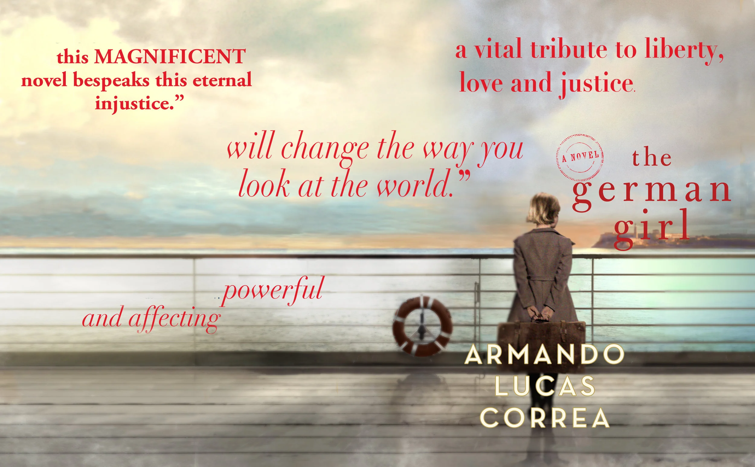 This image captures the transition from the themes of protest in red bold font over top the beautiful vision of Hannah.