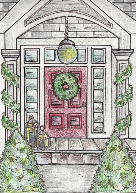 Hand Rendered Drawing for the Front of the Card