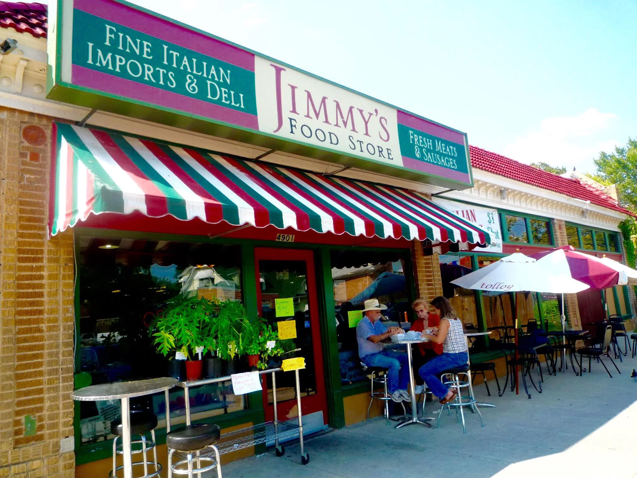 Jimmy's Food Store An icon in East Dallas, Jimmy's has been serving the best Italian wine, deli and butcher items, and grab-and-go meals since 1966. 4901 Bryan Street | Dallas, TX | 75206 P: 214.823.6180 | F: 214.823.2104 Monday-Saturday 9 AM to 7:30 PM. Closed Sundays.