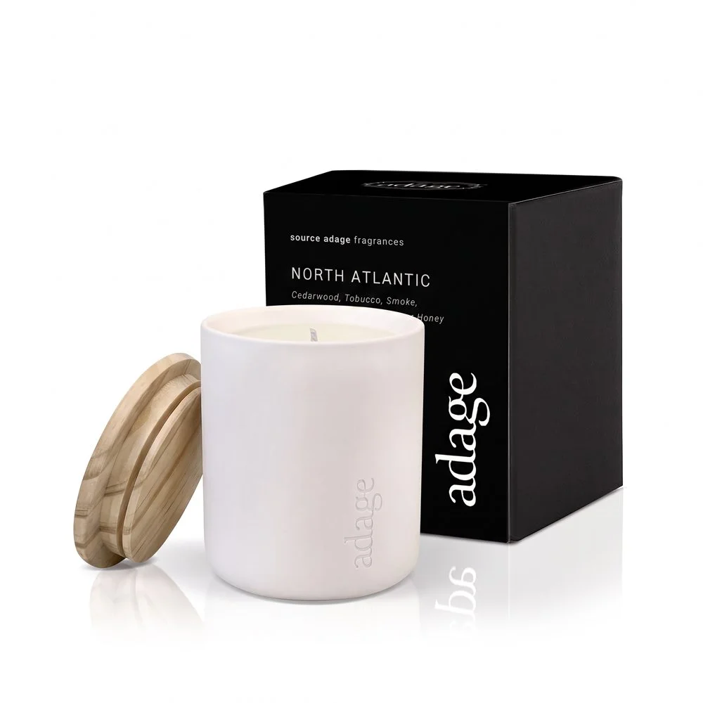 NORTH ATLANTIC Signature Collection Scented Candle in white porcelain jar, by source adage