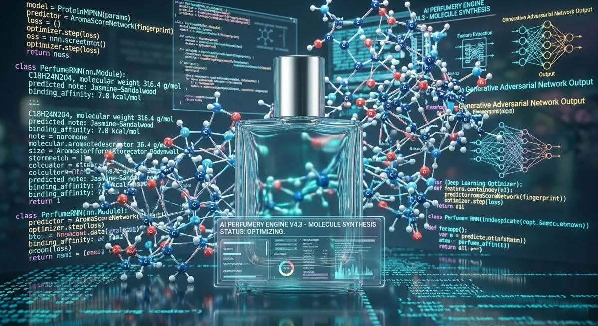 AI generated perfume bottle with AI code