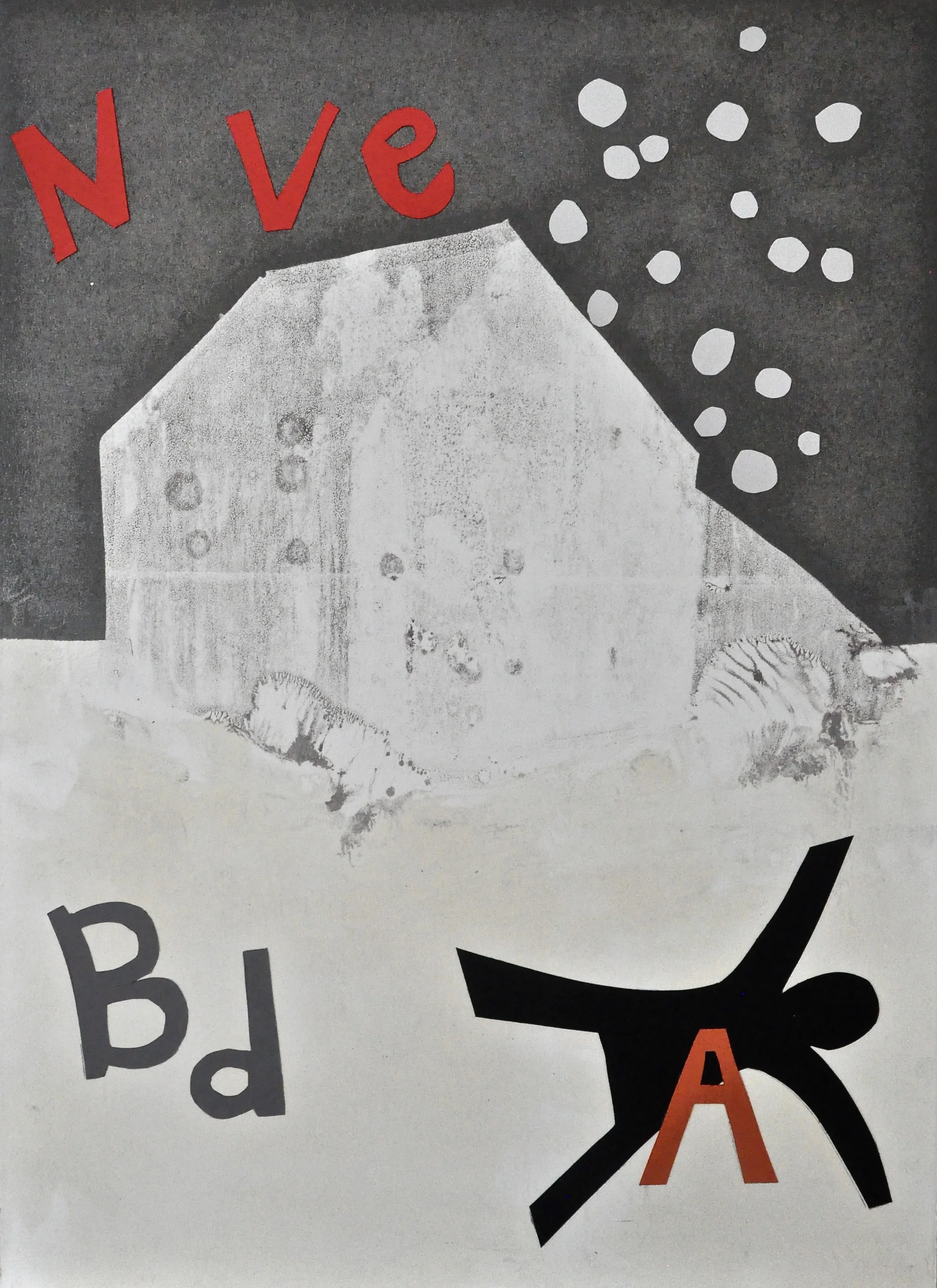 Shelter Series #7 22x30", monotype w collage