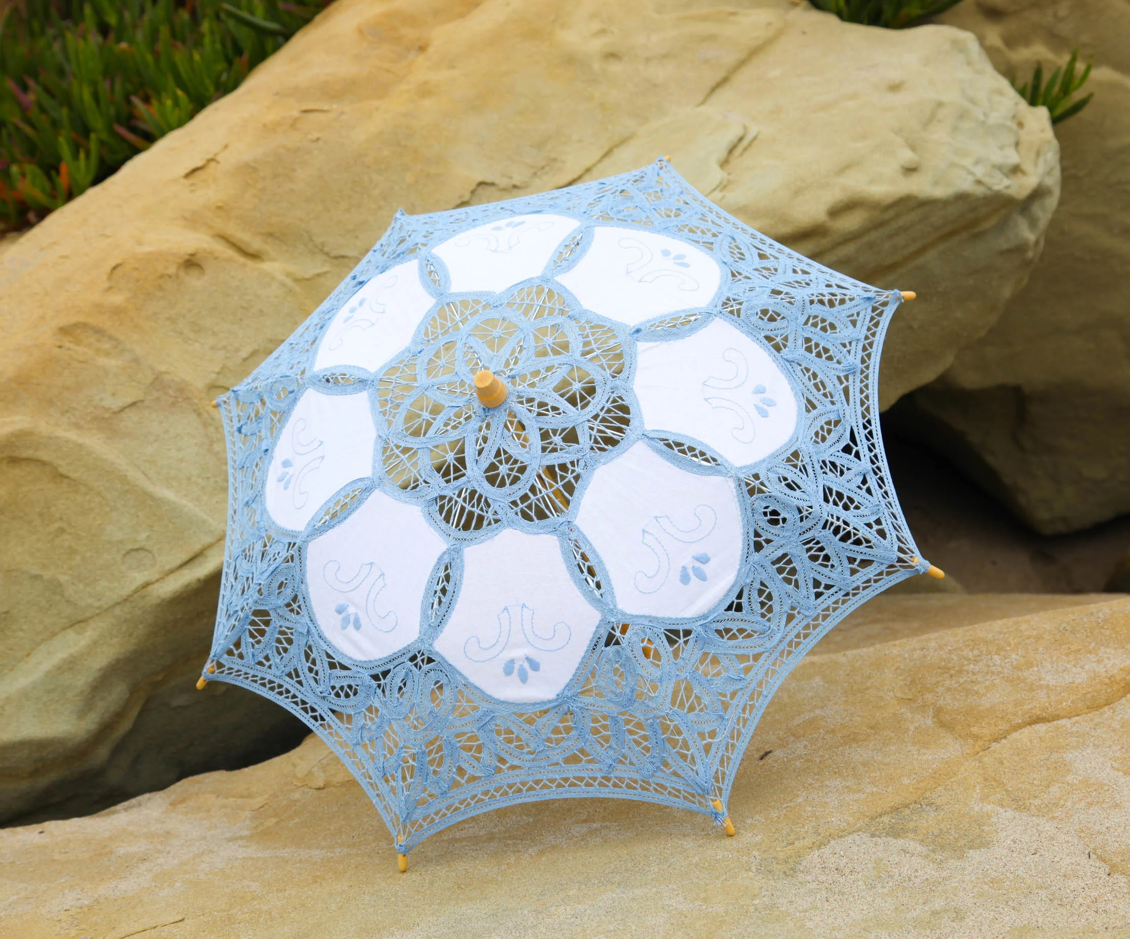 Children's Battenberg Lace - Blue and White