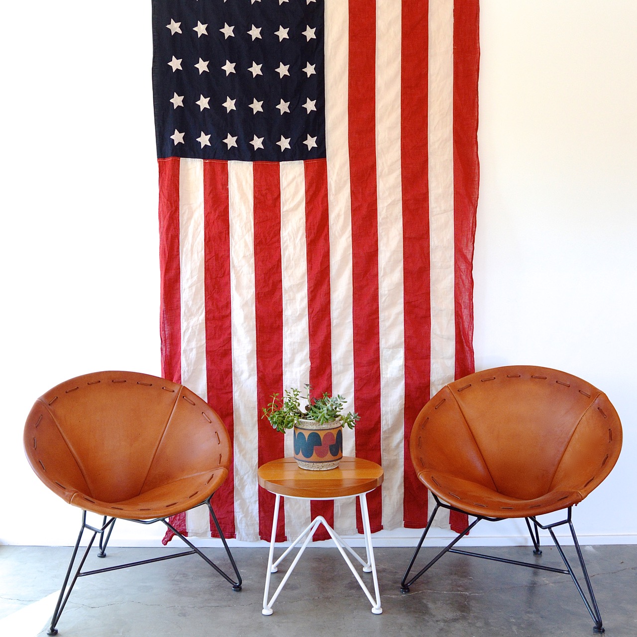Saddle Leather Round Chairs by Garza Marfa