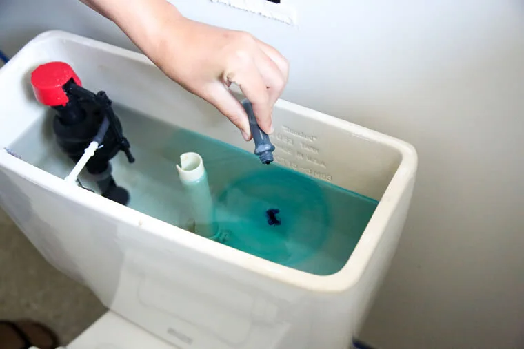 toilet tank food coloring test leak detection method