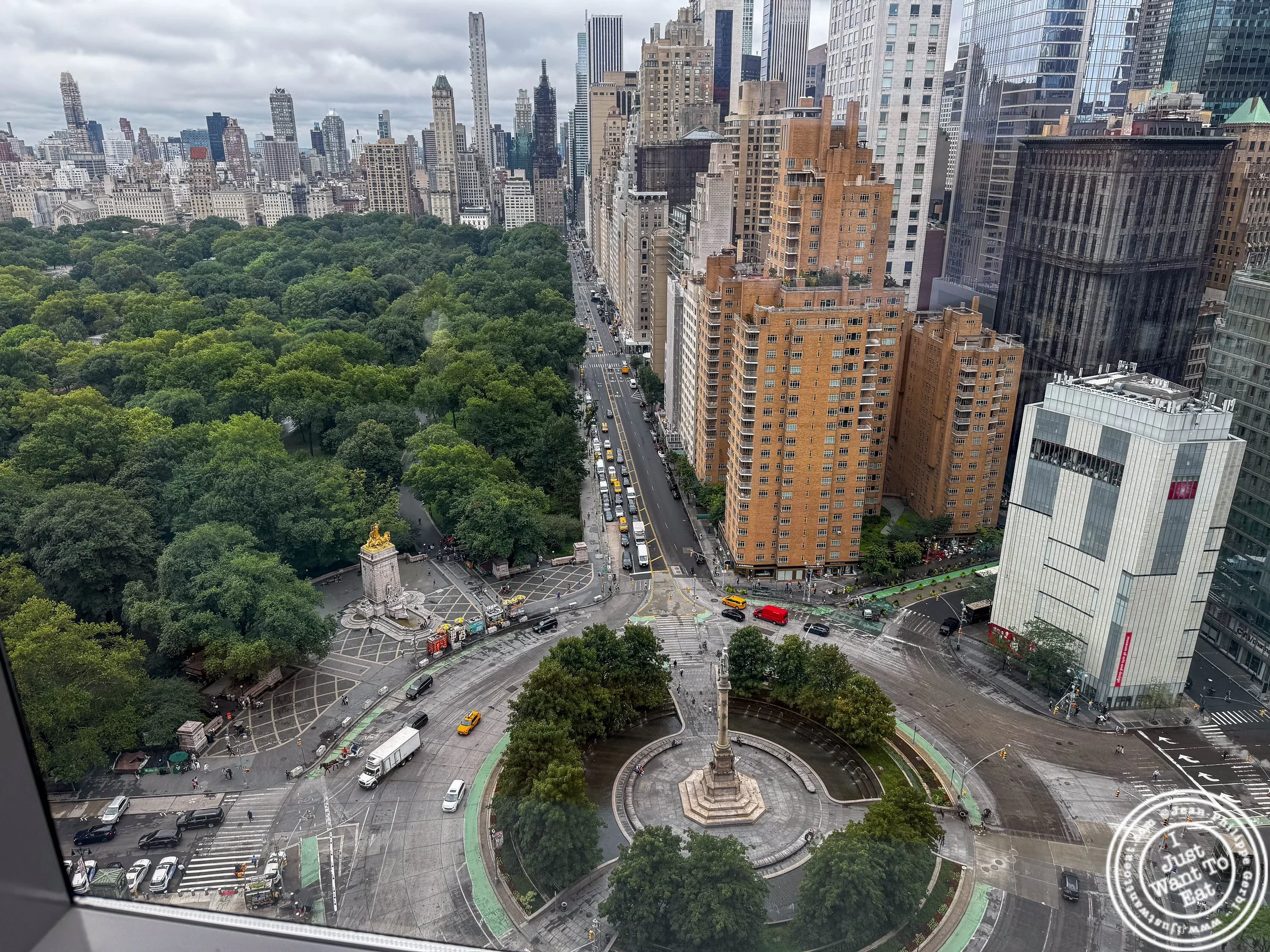 The view on the park and Columbus Circle at The Mandarin Oriental in NYC