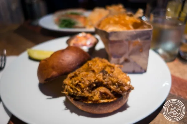 Pulled pork sandwich at Urbo in Times Square, New York, NY