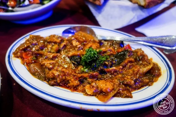 Fried eggplant salad at Nargis Café in Brooklyn, NY