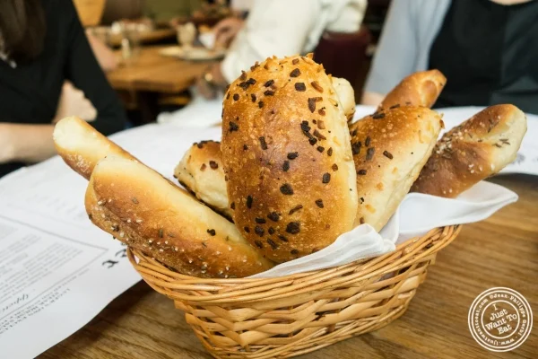 Bread basket at Peter Luger Steakhouse in Brooklyn, NY