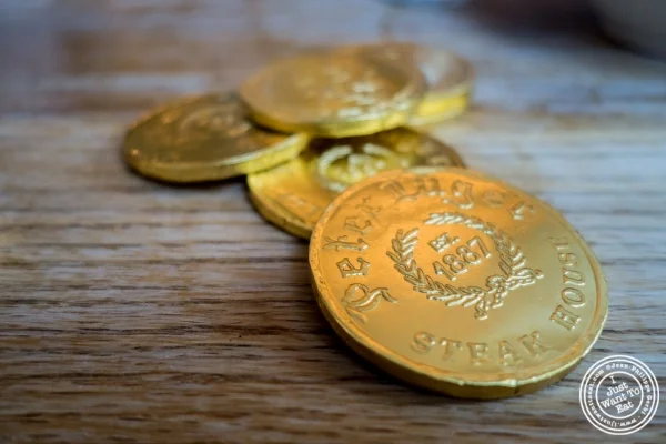 Chocolate coins at Peter Luger Steakhouse in Brooklyn, NY