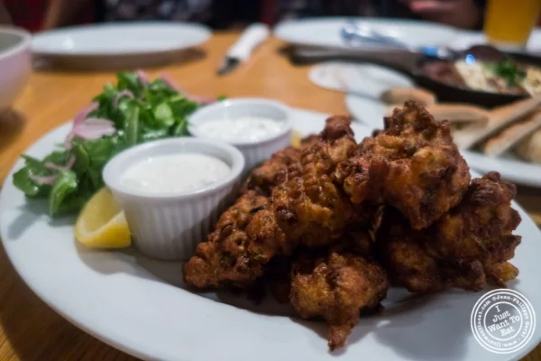 Zucchini fritters at Spiegel in New York, NY