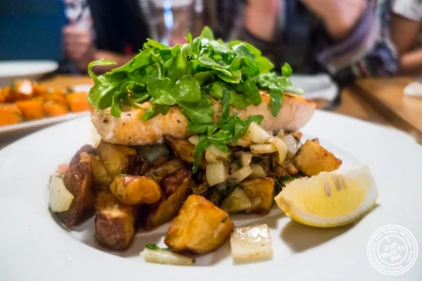 Grilled salmon at Spiegel in New York, NY