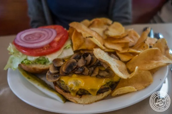 Black bean burger at Maxwell's Tavern in Hoboken, NJ 