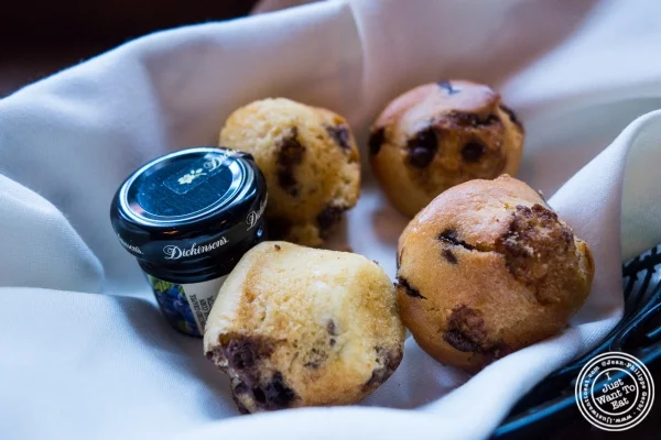 Muffin basket at The Brass Rail in Hoboken, NJ