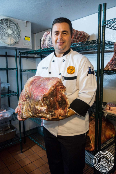 Aging process explained by Chef Edward Avdyli at Angus Club Steakhouse in New York, NY
