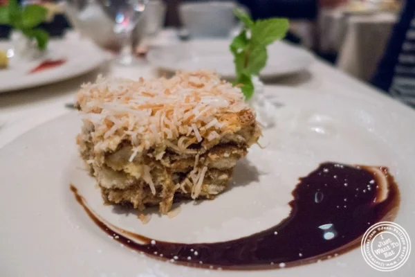 Coconut Tiramisu at Angus Club Steakhouse in New York, NY