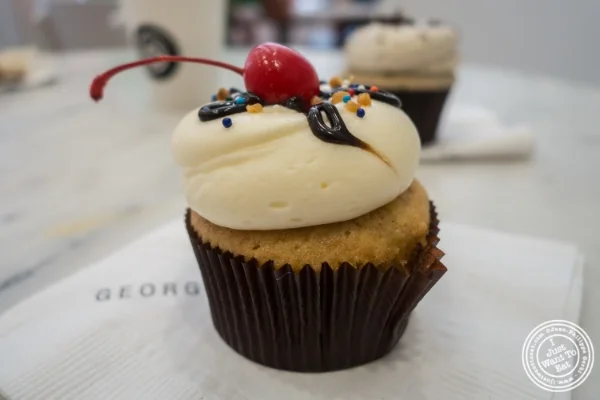 Banana split cupcake at Georgetown cupcake in Soho, New York, NY