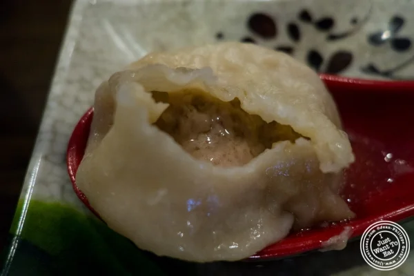 pork soup dumplings at Kung Fu Little Steamed Buns Ramen in New York, NY