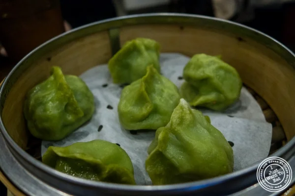 veggie dumplings at Kung Fu Little Steamed Buns Ramen in New York, NY